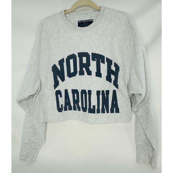 Champion Vintage North Carolina Relaxed Cropped Sweatshirt – Gray – Size Small - Picture 2 of 6